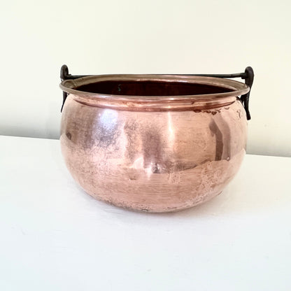 Vintage Copper Kettle, Hanging Copper Cooking Pot, Vintage Cauldron, Fireplace Decor