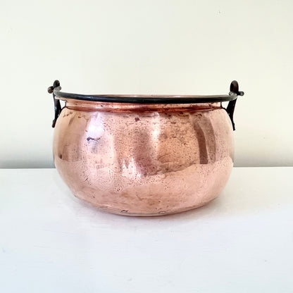 Vintage Copper Kettle, Hanging Copper Cooking Pot, Vintage Cauldron, Fireplace Decor