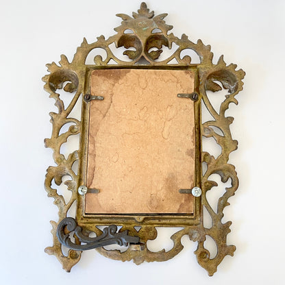 Vintage Brass Ornate Vanity Mirror for Dresser or Tabletop