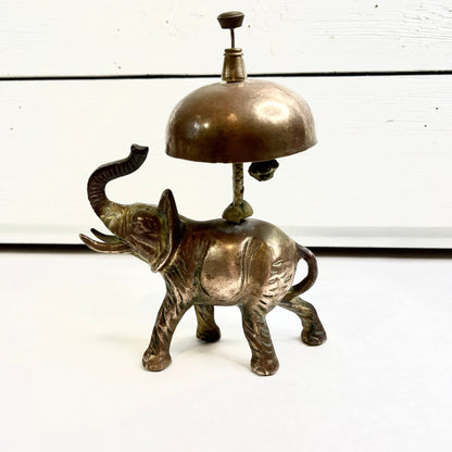 Vintage Brass Desk Bell, Elephant Hotel Bell, Clerk Bell, Concierge Desk, Dinner Bell